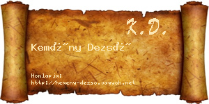 Kemény Dezső névjegykártya